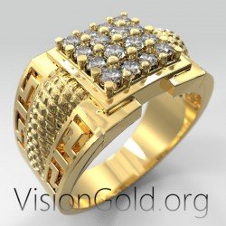 Ανδρικό Δαχτυλίδι Μαίανδρος Σε Χρυσό Κ14 Η 925 Ασήμι -