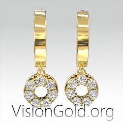 Σκουλαρικια Κρεμαστα Κρικοι Χρυσα Σε Ασημι 925 Η 9 Καρατια 0171