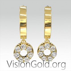 Pendientes Aros Colgantes Oro En Plata 925 H 9 Quilates 0171