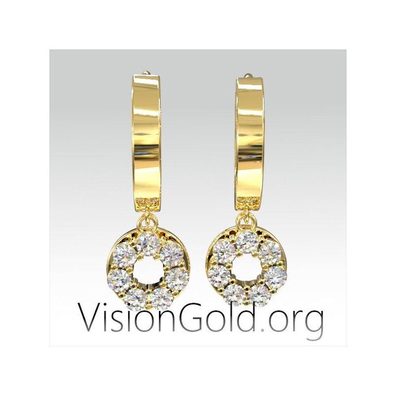 Σκουλαρικια Κρεμαστα Κρικοι Χρυσα Σε Ασημι 925 Η 9 Καρατια 0171