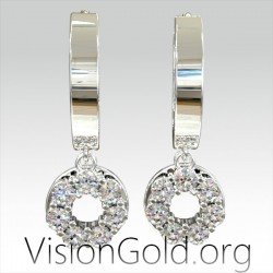 Σκουλαρικια Κρεμαστα Κρικοι Χρυσα Σε Ασημι 925 Η 9 Καρατια 0171