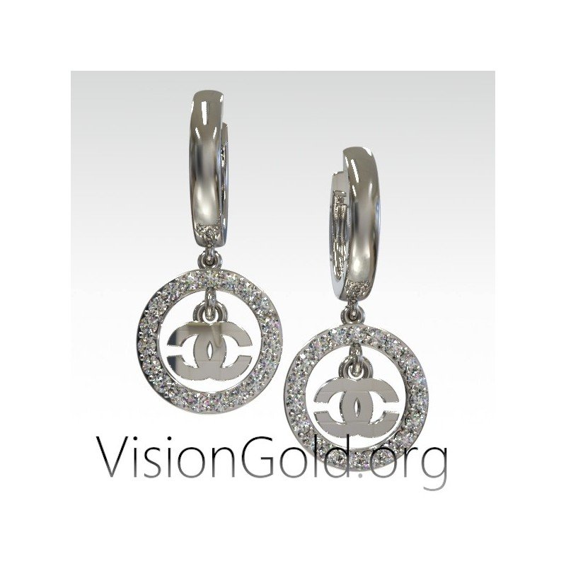 Pendientes baratos de moda cuelgan aros en plata 925 H 9K 0172