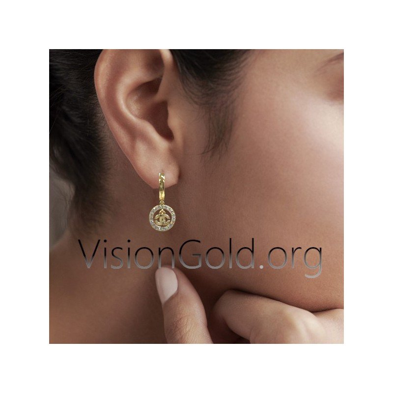 Pendientes baratos de moda cuelgan aros en plata 925 H 9K 0172