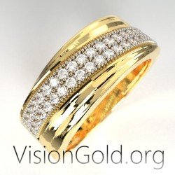Специальное женское золотое обручальное кольцо с цирконовыми камнями 0835