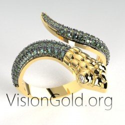 Современное уникальное женское кольцо со змеей ручной работы 0842
