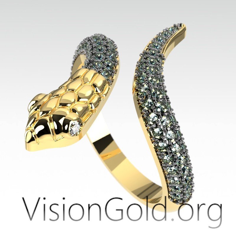 14k-18k Gold Snake Ring, Snake Style Ring, Open Snake Ring