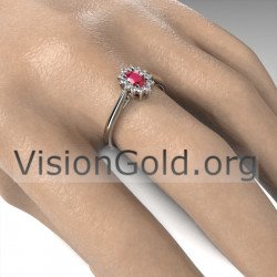 Δαχτυλιδι Ροζετα Κ18 Με Ρουμπινι Και Με Διαμαντια 0728