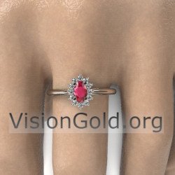 Δαχτυλιδι Ροζετα Κ18 Με Ρουμπινι Και Με Διαμαντια 0728