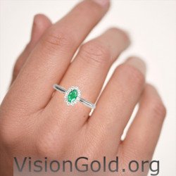 Anillo Rosetón K18 Con Esmeralda Y Diamantes 0728