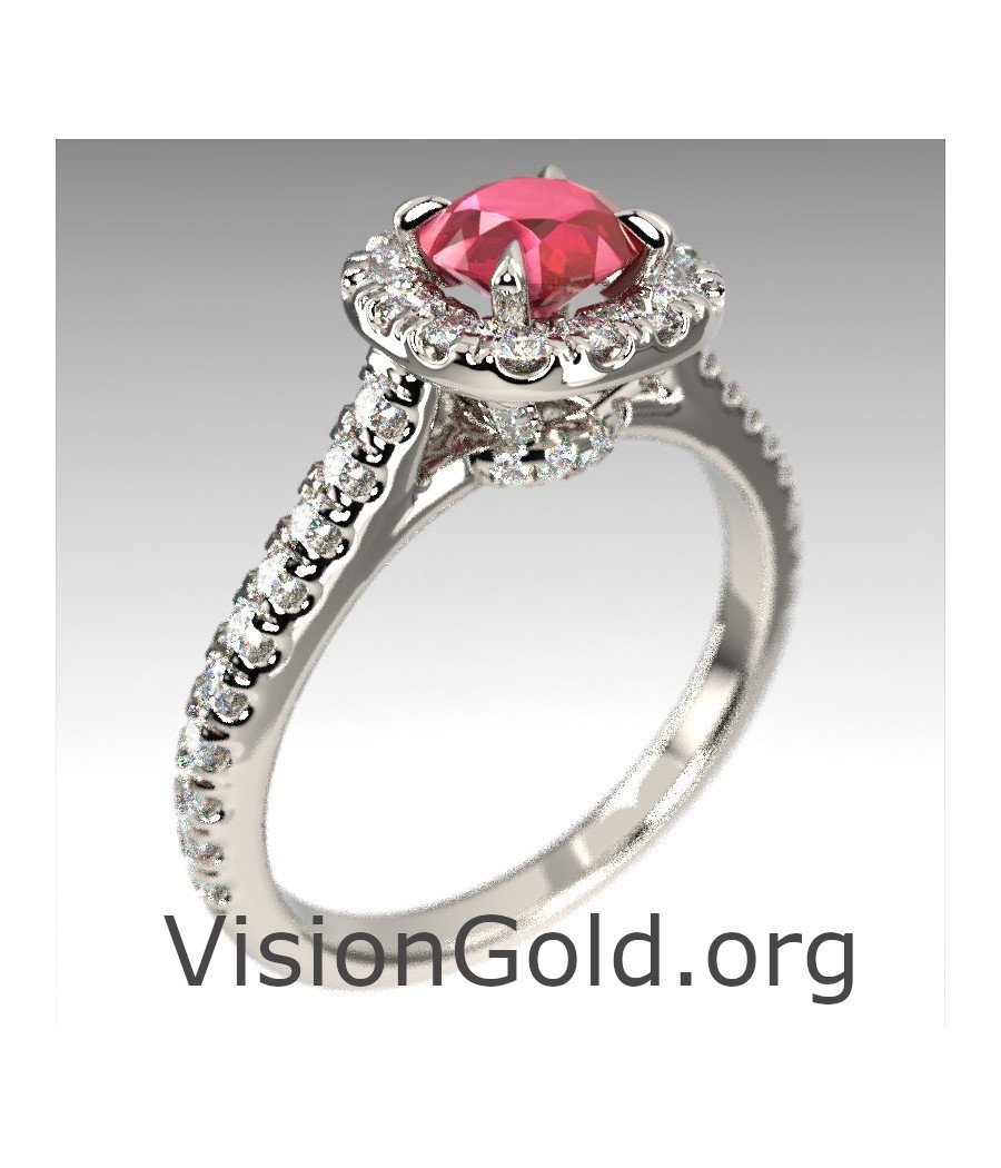 Γυναικειο Δαχτυλιδι Σε 18 Καρατια Χρυσου Με Ρουμπινι Και