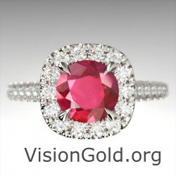 Γυναικειο Δαχτυλιδι Σε 18 Καρατια Χρυσου Με Ρουμπινι Και