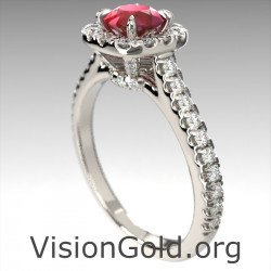 Γυναικειο Δαχτυλιδι Σε 18 Καρατια Χρυσου Με Ρουμπινι Και