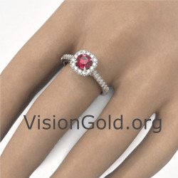 Γυναικειο Δαχτυλιδι Σε 18 Καρατια Χρυσου Με Ρουμπινι Και