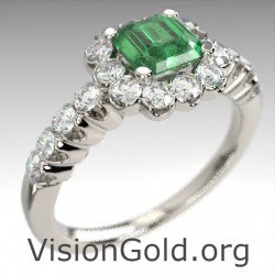 Λευκοχρυσο Μονοπετρο Δαχτυλιδι Με Σμαραγδι Για Προταση Γαμου