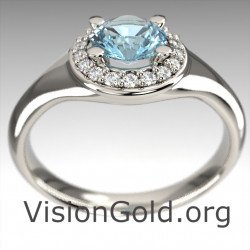 Λευκοχρυσο Μονοπετρο Δαχτυλιδι Με Ακουαμαρινα|Κοσμηματα Με