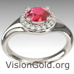 Anillo de rubí de una sola piedra asequible|Visiongold® 1059 Ruby Jewelry