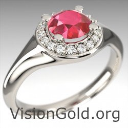 Доступное кольцо с рубином с одним камнем|Ювелирные изделия с рубином Visiongold® 1059