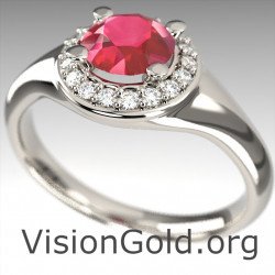 Affordable Engagement Ruby Ring|Visiongold® Ruby Jewelry 1059