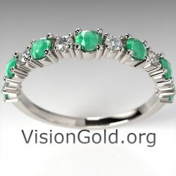 Eternity Ring White Gold K18 With Emeralds|Set Rings 0090