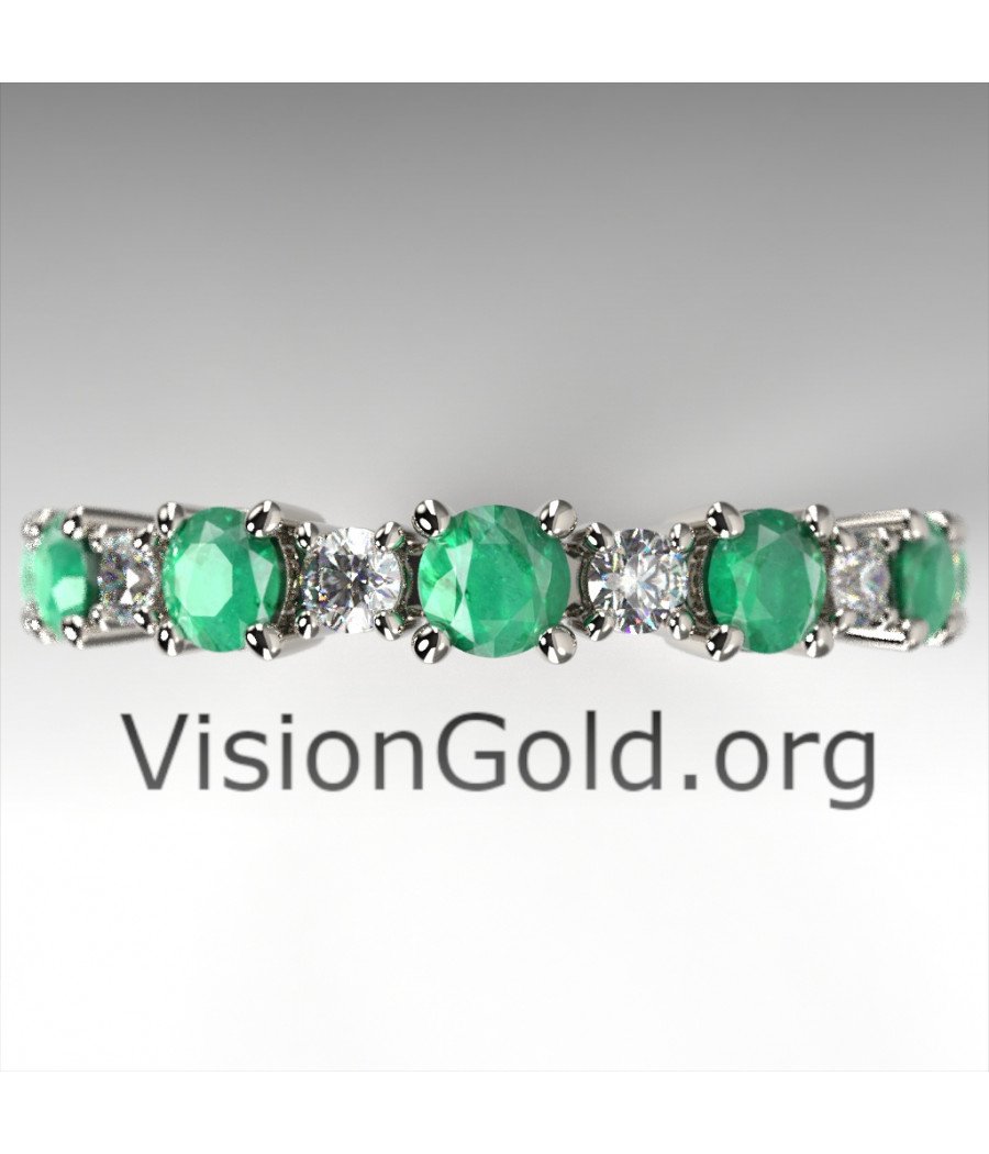 Eternity Ring White Gold K18 With Emeralds|Set Rings 0090