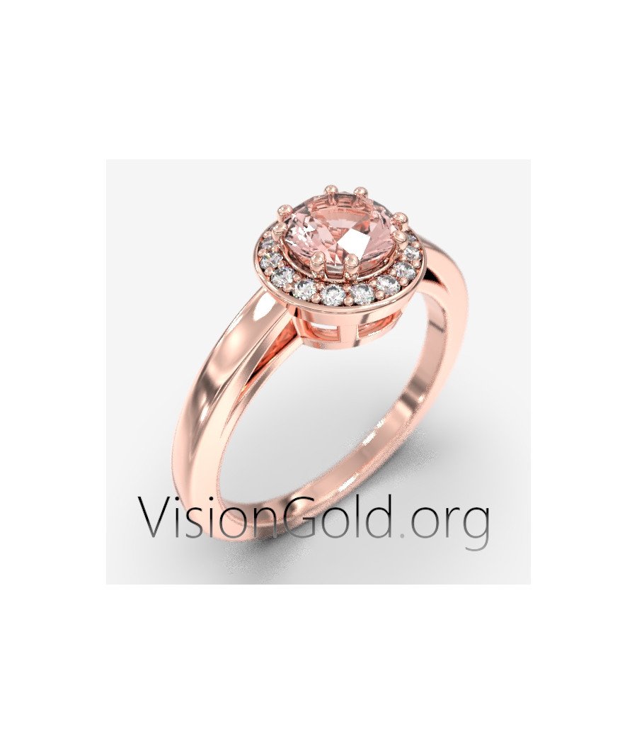 Εναλλακτικό μονόπετρο δαχτυλίδι με μοργκανιτη και μπριγιάν