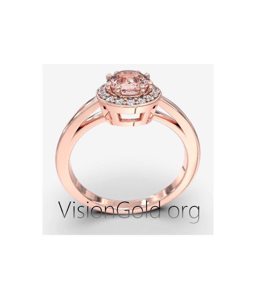 Alternative Engagement Ring With Morganite And Brilliant Cut