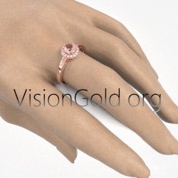 Εναλλακτικό μονόπετρο δαχτυλίδι με μοργκανιτη και μπριγιάν