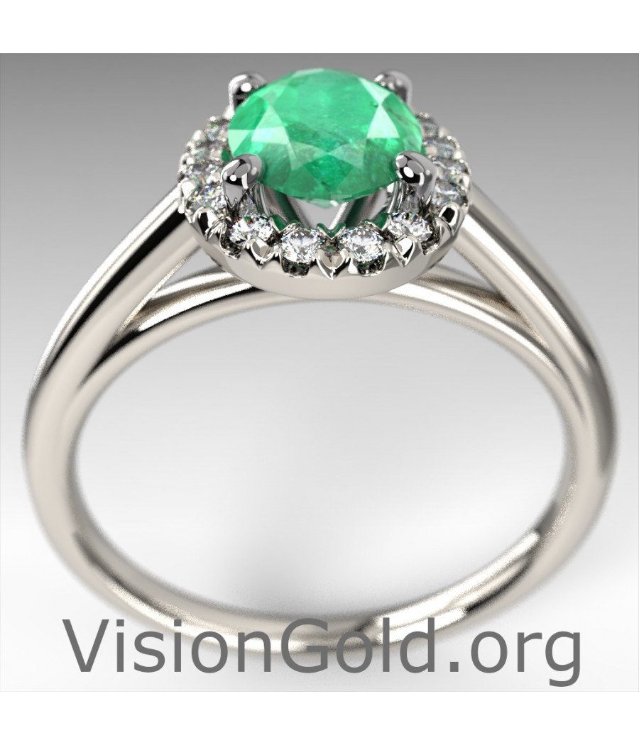 Кольцо с изумрудом и бриллиантом | Visiongold® Emerald Jewelry 1163