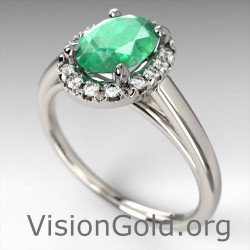 Кольцо с изумрудом и бриллиантом | Visiongold® Emerald Jewelry 1163