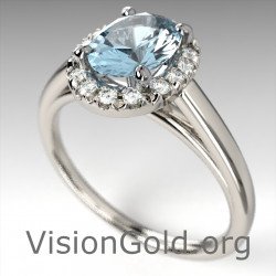 Δαχτυλιδι Με Ακουαμαρινα Και Μπριγιαν Διαμαντια|Visiongold®