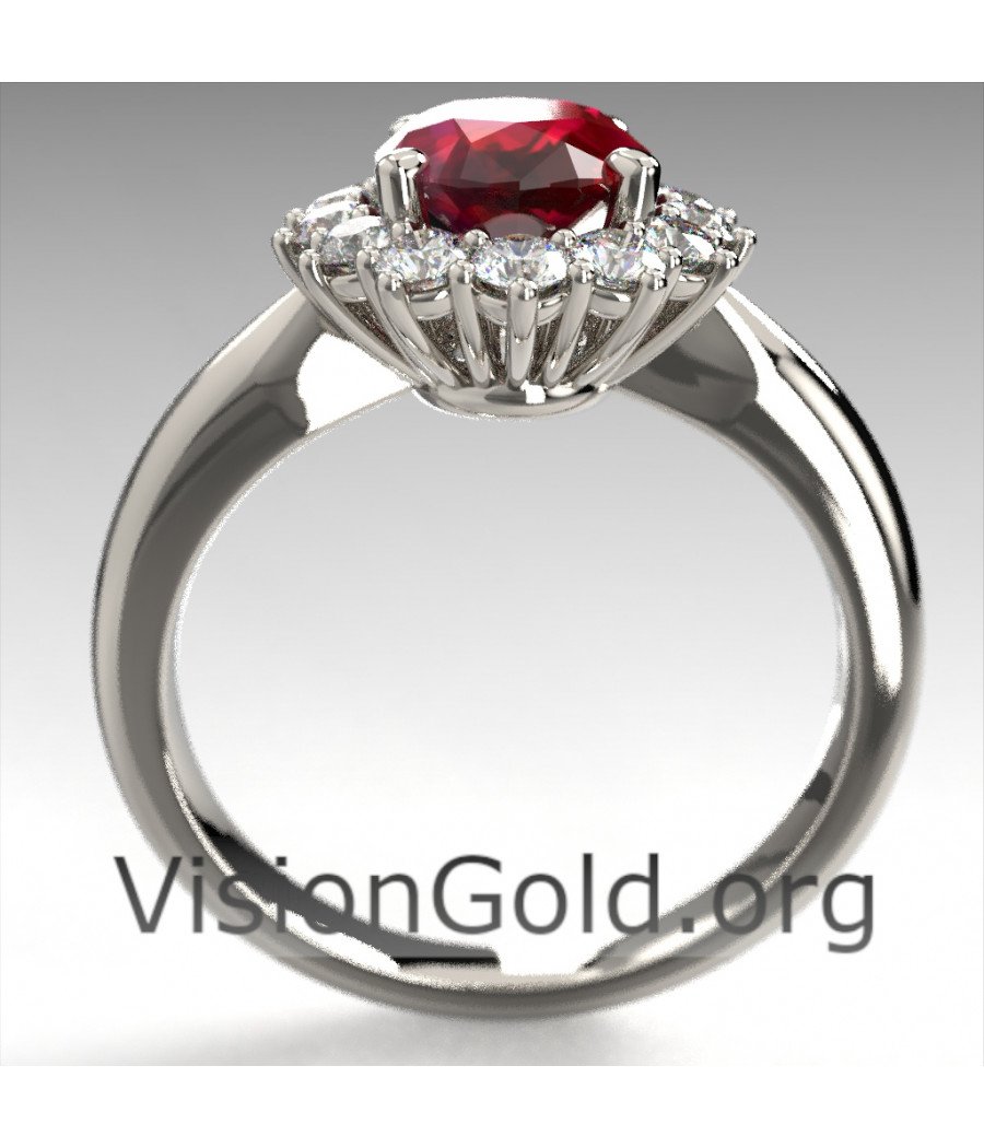 Rosette Ring With Ruby And Brilliant Diamonds|Visiongold® Ruby