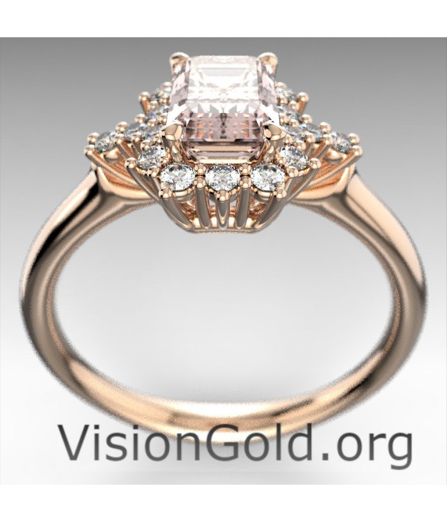 Rosette Stone Ring K18 Morganite For Wedding Proposal Emerald
