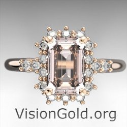 Μονόπετρο Δαχτυλίδι Κ18 Μοργκανίτης Emerald Cut Για Πρόταση