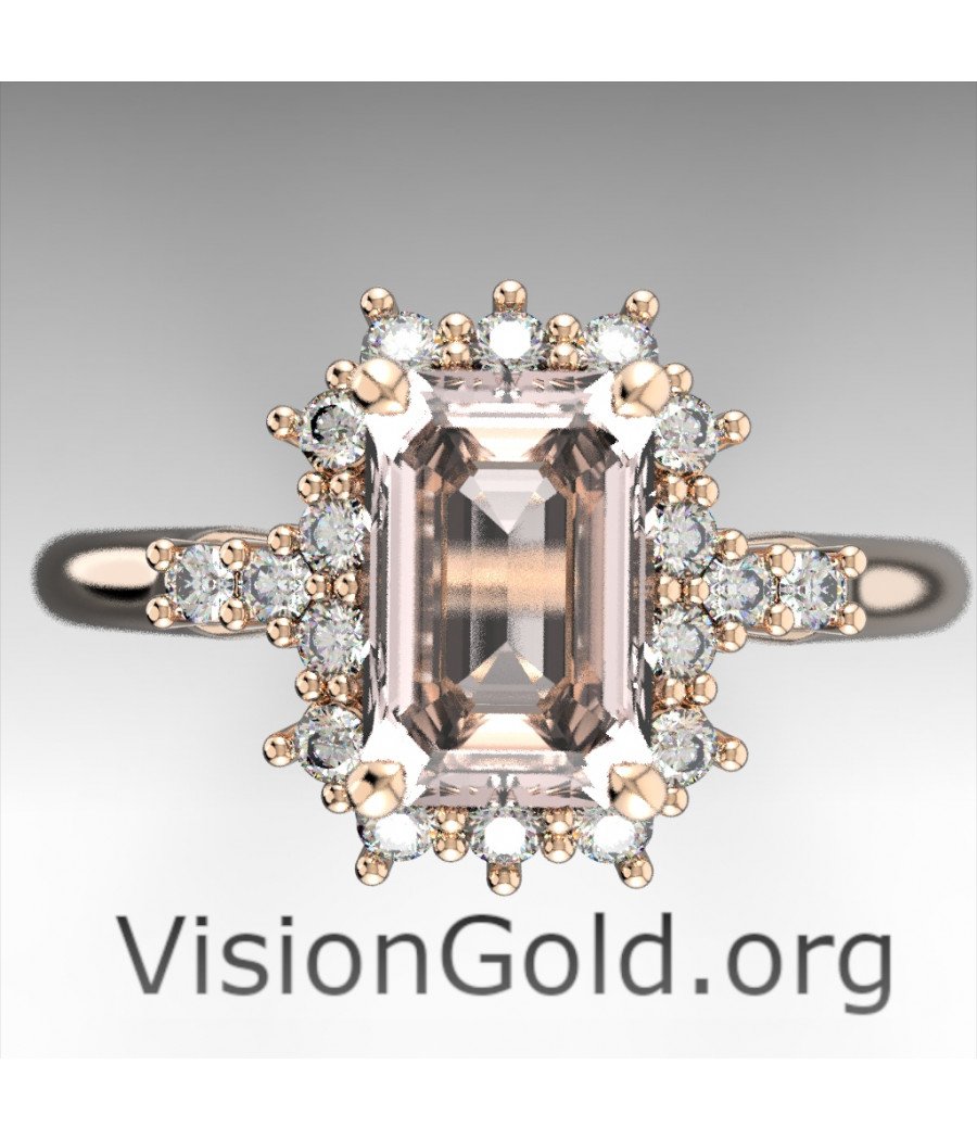 Rosette Stone Ring K18 Morganite For Wedding Proposal Emerald