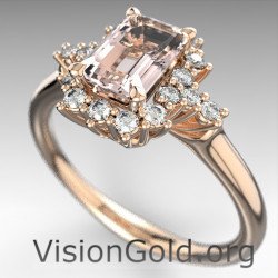 Μονόπετρο Δαχτυλίδι Κ18 Μοργκανίτης Emerald Cut Για Πρόταση