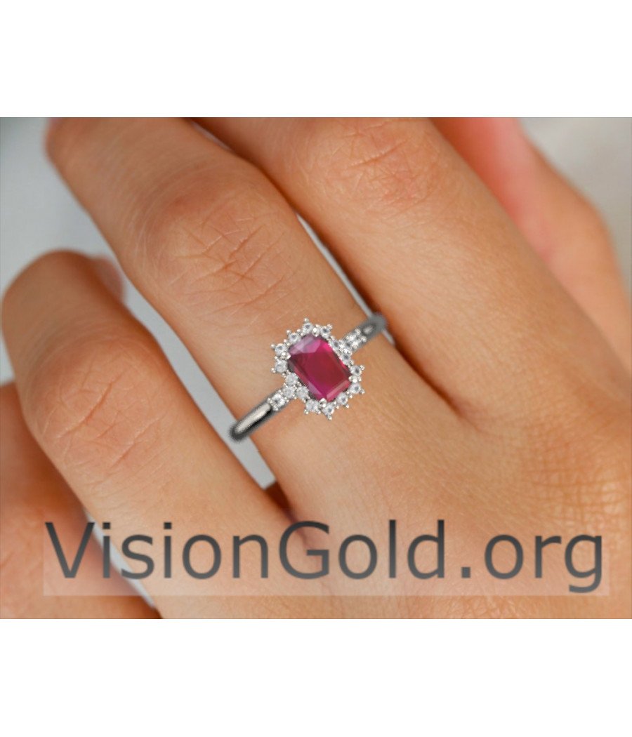Ruby And Brilliant Diamond Rosette Ring|Visiongold® Ruby Rings