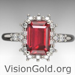 Δαχτυλίδι Ροζέτα Με Ρουμπινι Και Μπριγιάν Διαμάντια|Visiongold®