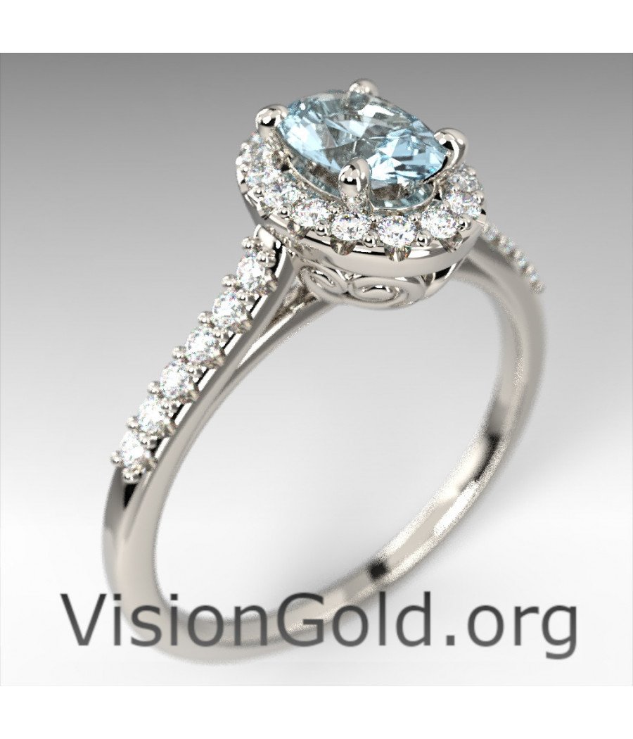 Εναλλακτικό Μονόπετρο Ακουαμαρίνα Δαχτυλίδι Κοσμήματα Με