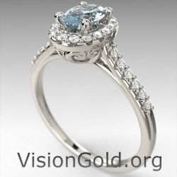 Alternative Engagement Aquamarine Ring With Brilliant