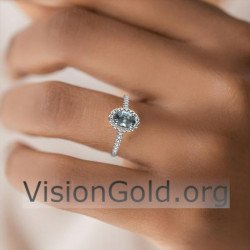 Alternative Engagement Aquamarine Ring With Brilliant