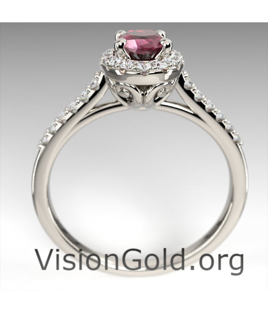 Золотое кольцо с рубином и бриллиантом | Visiongold® Ruby Jewelry 1249