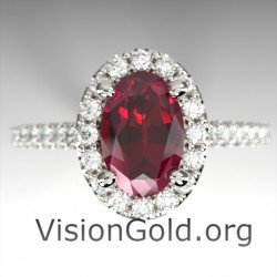 Yellow Gold Ruby And Diamond Ring |Visiongold® Ruby Jewelry 1249