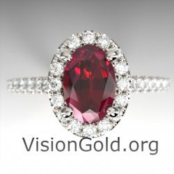 Золотое кольцо с рубином и бриллиантом | Visiongold® Ruby Jewelry 1249