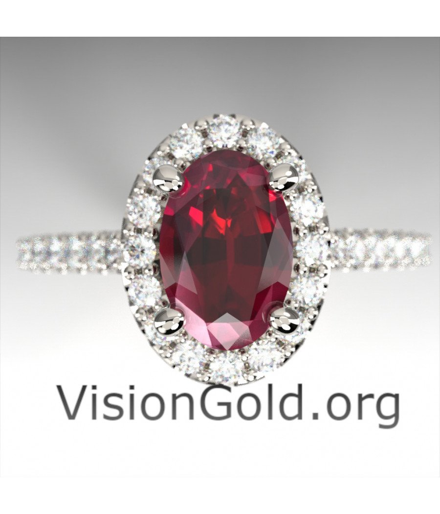 Gold Rubin Ring mit Diamanten |Visiongold® Rubinschmuck 1249