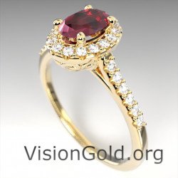 Золотое кольцо с рубином и бриллиантом | Visiongold® Ruby Jewelry 1249