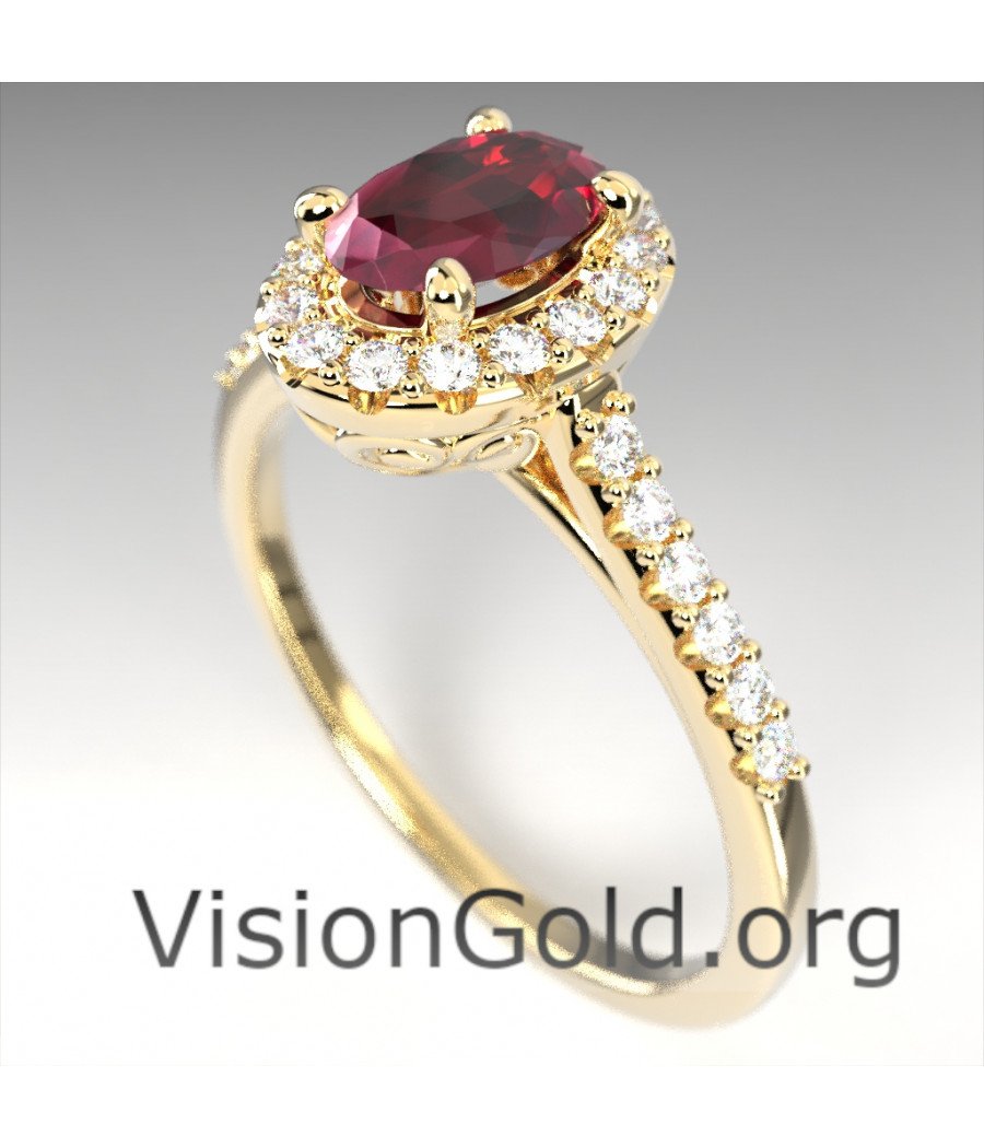 Anillo de Oro Con Anillo de oro, rubí y diamantes |Visiongold® Ruby Jewelry 1249 And Diamonds |Visiongold® Ruby