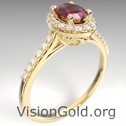 Золотое кольцо с рубином и бриллиантом | Visiongold® Ruby Jewelry 1249