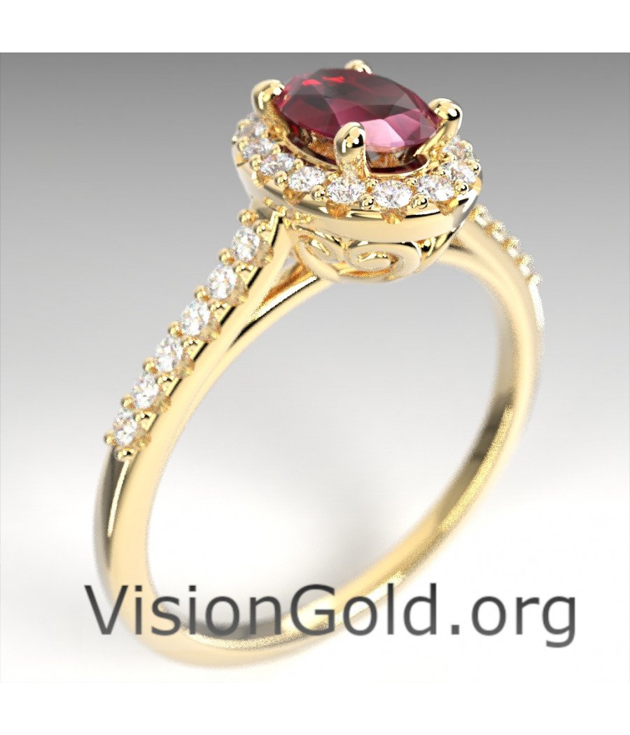 Золотое кольцо с рубином и бриллиантом | Visiongold® Ruby Jewelry 1249