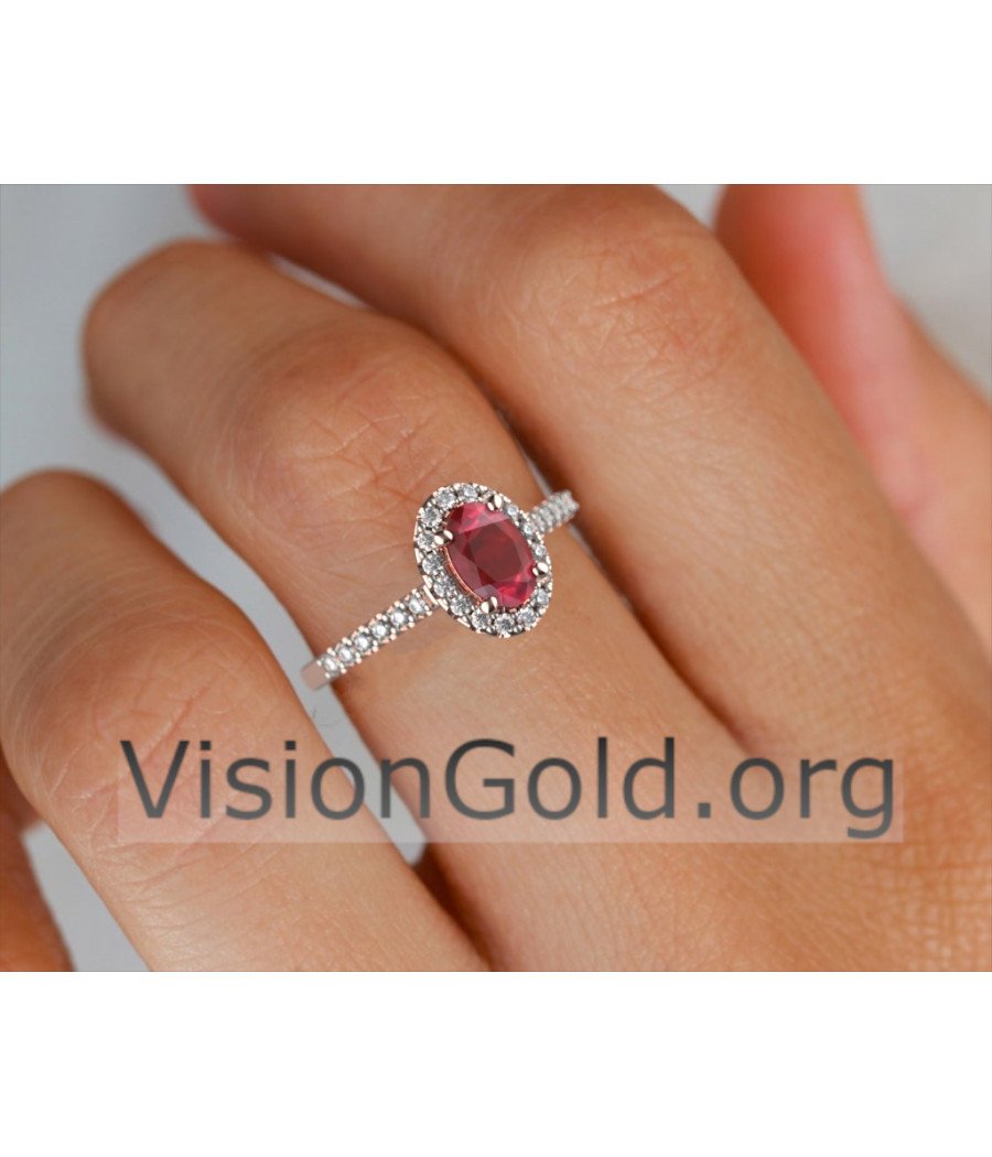 Gold Rubin Ring mit Diamanten |Visiongold® Rubinschmuck 1249