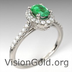 Δαχτυλίδι ροζέτα με σμαράγδι|Δαχτυλιδι σμαραγδι μονοπετρο 1249